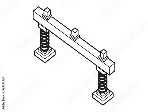 Mechanical beam with springs and mounting brackets