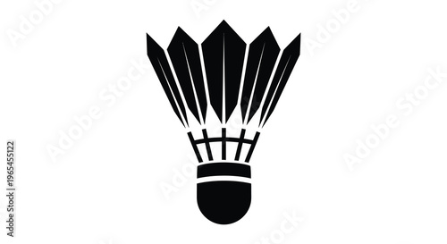 A striking black graphic depicts a badminton shuttlecock with its feathered base prominently displayed a silhouette high quality