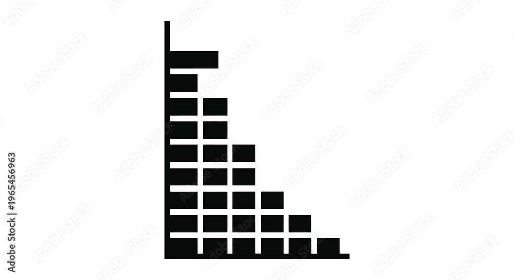 Obraz premium A minimalist black graphic depicts a descending staircase formed from rectangular blocks a striking silhouette high quality professional
