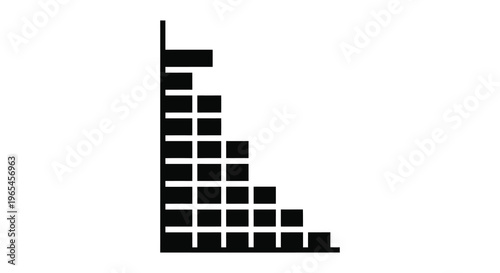 A minimalist black graphic depicts a descending staircase formed from rectangular blocks a striking silhouette high quality professional