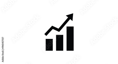 A black graphic depicts a rising bar chart with an upward trend illustrating growth and success silhouette