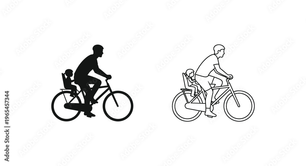 Fototapeta premium Cycling family fun ride together Vector