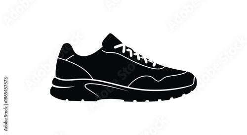 A striking black silhouette of a modern running shoe showcasing its design and form silhouette high quality professional