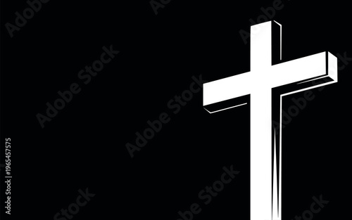 White illuminated cross glowing against black background minimalist religious symbol faith spirituality light contrast