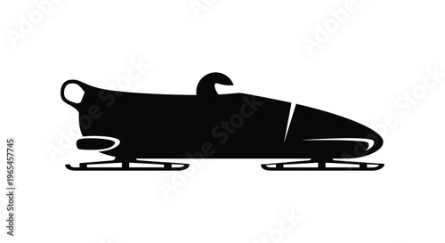A striking black silhouette depicts a bobsled gliding on ice showcasing speed and winter sports competition silhouette