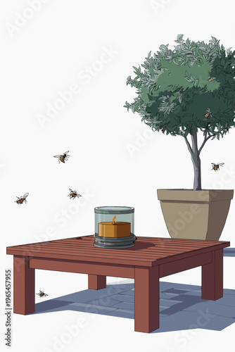 Minimalist Citronella Candle Outdoor Scene