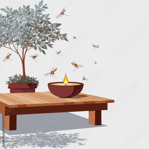 Minimalist Citronella Candle Outdoor Scene