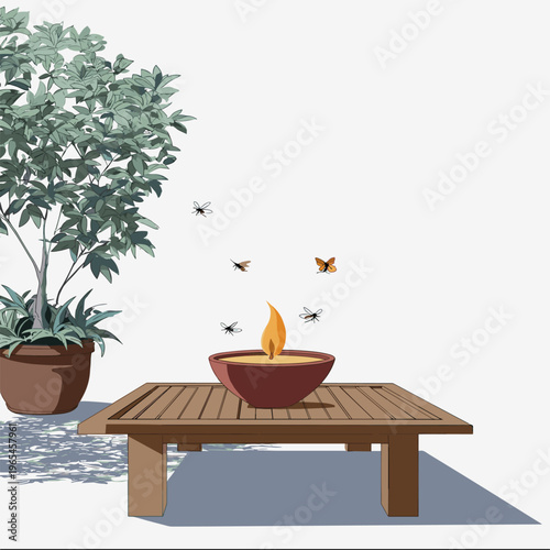 Minimalist Citronella Candle Outdoor Scene