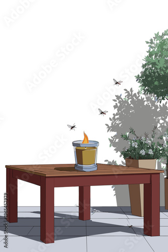 Minimalist Citronella Candle Outdoor Scene