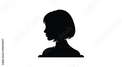 A stark black silhouette depicts a woman s head and shoulders in profile creating a minimalist aesthetic silhouette