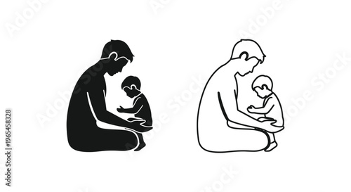 Mother and baby silhouettes Vector