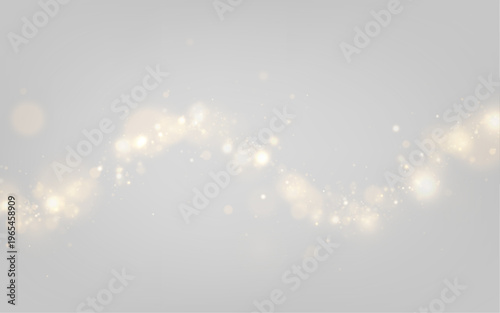 Glitter gold particles drift across dark background. Soft glowing bokeh lights enhance festive mood. Luxury design overlay PNG.