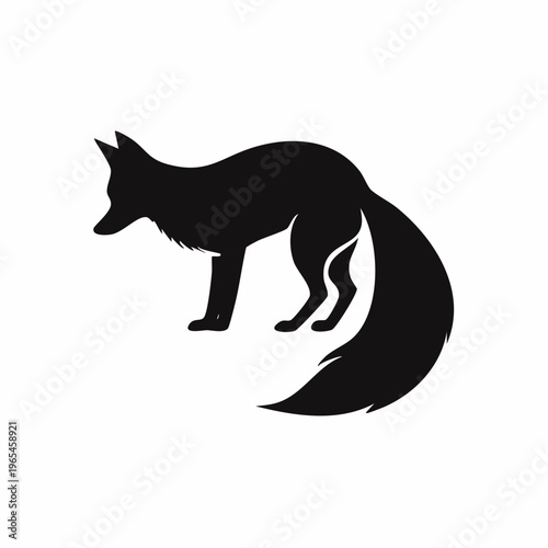Elegant fox silhouette: A striking animal vector illustration for diverse design projects