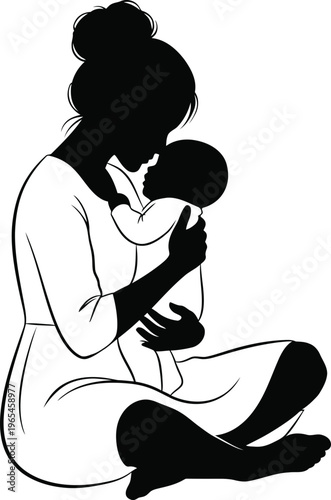 Mother nursing her baby in a tender moment