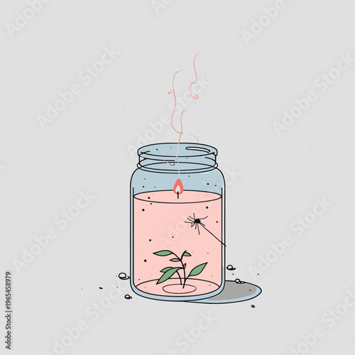 Minimalist Citronella Candle Repelling Mosquitoes