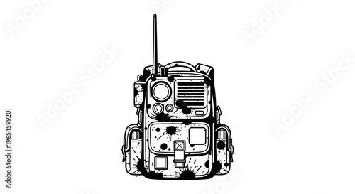 Tactical Backpack with Radio and Antenna, Survival Gear, Outdoor Adventure