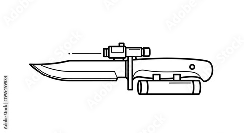 Tactical Combat Knife with Scope and Laser Sight - Futuristic Weapon Design