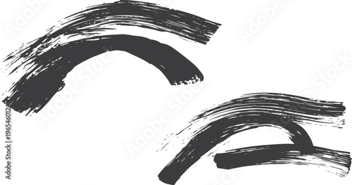 Dark gray charcoal brush strokes arranged in curved arcs on a white background