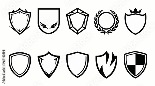 Set of Shield Icons and Badges for Security and Protection Concepts