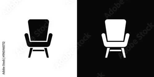 Black and white chair on split background furniture silhouette