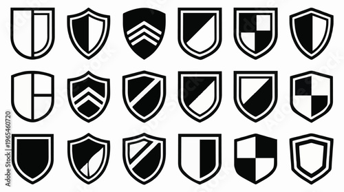 Collection of shield emblems and heraldic symbols for design
