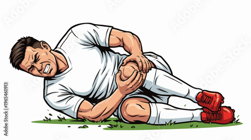 Football player experiencing sharp knee pain, an urgent moment of sports medical emergency