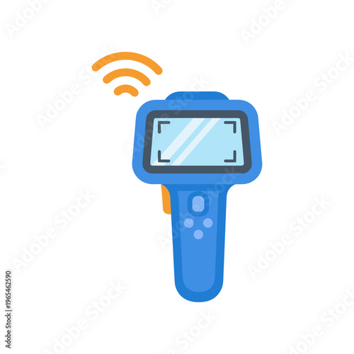 blue infrared thermometer gun with wifi connectivity vector illustration