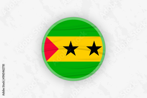 Sao Tome and Principe Flag Circular Sticker Design, National Pride Decal.
