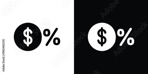 Black and white dollar and percent symbols dollar sign percent sign currency