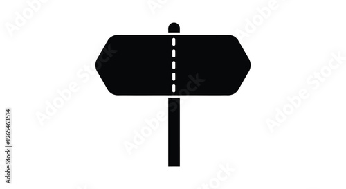 A stark black signpost with a vertical pole indicating direction or choice is depicted as a silhouette