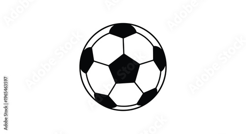 A classic black and white soccer ball design is prominently featured in this striking image a bold silhouette