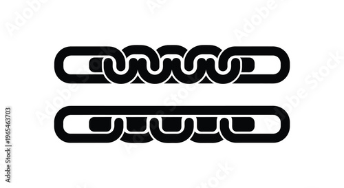 Two rows of interconnected rounded rectangular shapes create a bold graphic design presented as a silhouette high quality