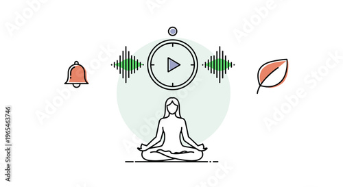 Mindful meditation and sound healing to promote wellness with relaxation, focus, and inner peace using audio frequencies for stress relief, therapy, and guided practice in holistic.