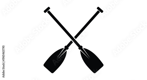 Two crossed paddles rendered in stark black against a white background presenting a striking silhouette high quality professional