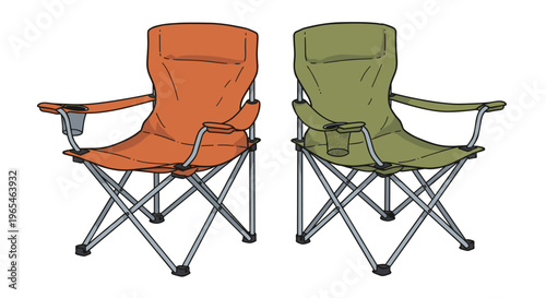 Camping Chairs Sit Ready for Outdoor Relaxation: Portable folding chairs for travel, picnics, events offer comfort and leisure, a perfect lifestyle choice for relaxation, illustrat.