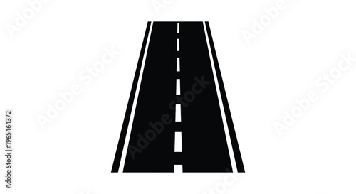 A stark black road stretches into the distance defined by a bold contrasting white background silhouette high quality