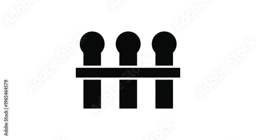 A minimalist depiction of three rounded objects atop a rectangular base creating a stark silhouette high quality professional