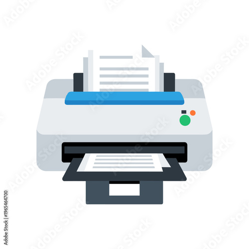 printer with paper printing vector illustration