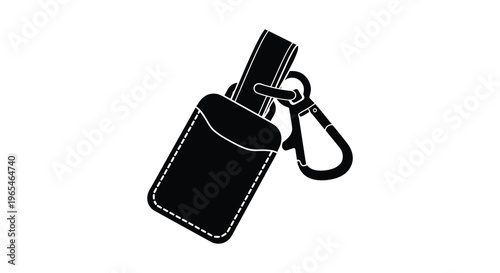 A black silhouette of a cardholder wallet with a carabiner clip showcasing modern design silhouette high quality professional