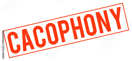 Fotografia Large red stamp with the word cacophony on transparent background