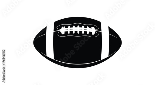 A striking black and white illustration of an american football with prominent white stripes silhouette high quality professional