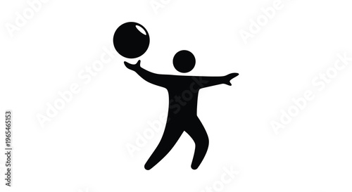 A minimalist depiction of a person tossing a ball upwards creating a striking visual silhouette high quality professional