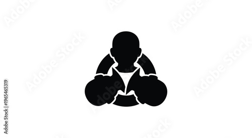 A striking black silhouette depicts a person with their arms crossed appearing thoughtful and isolated silhouette high quality