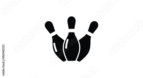 A simple black graphic depicts three bowling pins arranged closely together a striking silhouette high quality professional detailed