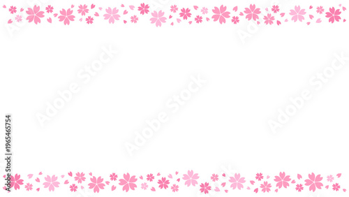 Spring Sakura banner frame background for poster, web design, card. Falling Japanese cherry blossoms vector illustration