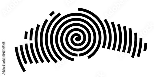 Symbol Map of the city Quakenbrück (Niedersachsen, Germany) showing the city with a black spiral line