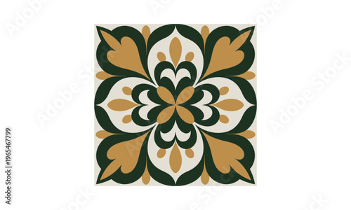 Retro Geometric Floral Tile