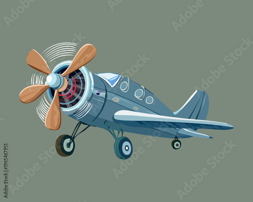 Detailed illustration of a modern passenger airplane with silver body and blue tail flying horizontally for global travel and airline advertising