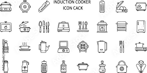 Diverse Collection of Kitchen Appliance and Food Preparation Icons