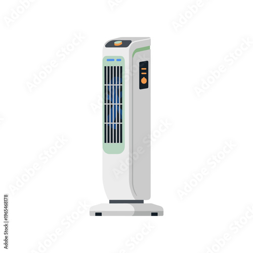 modern white air purifier with blue filter vector illustration flat design